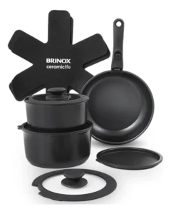 Jogo De Panelas Antiaderente Cerâmico 10 Peças Brinox Fit Cor Preto É Bom VEJA AQUI Se Compensa Comprar