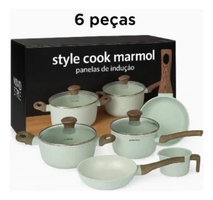 Jogo De Panelas Antiaderente Cerâmica Indução Fundo Triplo 6 Peças Serve em fogão a gás Mimo Style É Bom VEJA AQUI Se Compensa Comprar