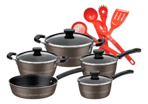 Jogo De Panelas Tramontina 5 Pçs Sicília E Utensílios 5pçs Cor Utensílios Vermelho É Bom VEJA AQUI Se Compensa Comprar