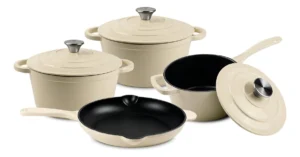 Conjunto De 4 Panelas Mta Ferro Fundido Esmaltado Bege/preto É Bom VEJA AQUI Se Compensa Comprar