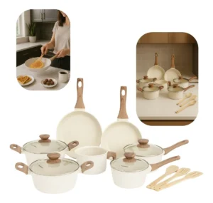 Jogo de Panelas de Cozinha Mimo Style Cook Fundo de Tripla Indução Com 10 Peças de Alumínio Marmol Vanila É Boa VEJA AQUI Se Compensa Comprar